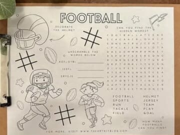 Free Printable Football Coloring Page Activity Placemat
