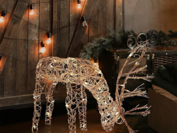 Outdoor/Indoor 24″ Rattan Grazing Reindeer Decoration w/ Lights $21 (Reg. $70)