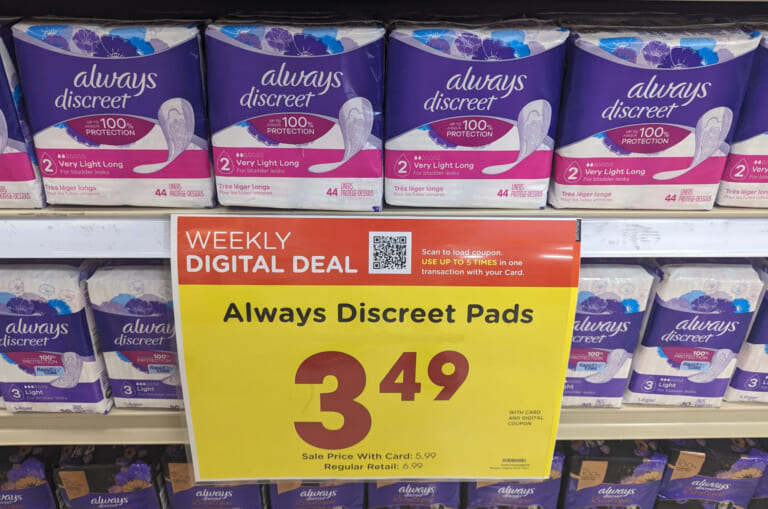 Always Discreet Pads & Liners As Low As $3.49 At Kroger