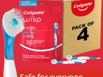 Colgate Max 96-Count Fresh Wisp Disposable Mini Travel Toothbrushes as low as $6.71/96-Count Pack After Coupon when you buy 2 (Reg. $31.96) + Free Shipping – 7¢/Toothbrush