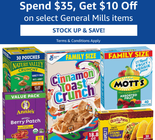 Amazon: Spend $35 on Select General Mills Items, Get $10 Off Instantly!