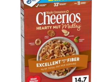 Cheerios Maple Cinnamon Hearty Nut Medley Cereal as low as $3.08 Shipped Free (Reg. $7.13)