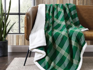 Eddie Bauer 60″ x 50″ Cotton Flannel/Sherpa Reversible Throw Blanket $13.80 (Reg. $35)
