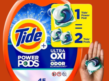 Tide Ultra Oxi 45-Count Power Pods Laundry Detergent as low as $12.54 After Coupon (Reg. $19.46) + Free Shipping – 28¢/Pod
