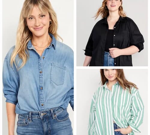 Old Navy Women’s Oversized Button Down Shirts only $15! {Today Only}