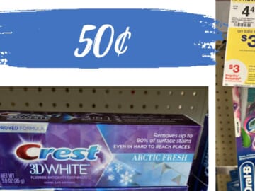 50¢ Oral-B Toothbrush & Crest 3D White Toothpaste