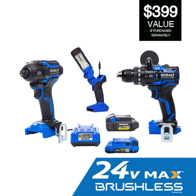 Kobalt XTR 3-Tool Brushless Power Tool Combo Kit for $229 + free shipping