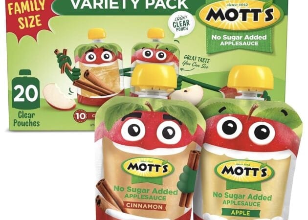 Mott’s No Sugar Added Applesauce Pouches, 20 count only $7.99 shipped!