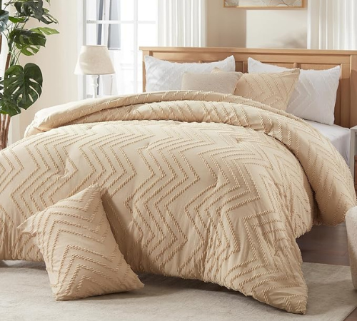 Cosybay Boho Tufted 3-Piece All-Season Down Alternative Comforter Set from $35.99 After Coupon (Reg. $60) + Free Shipping – Beige or Pink
