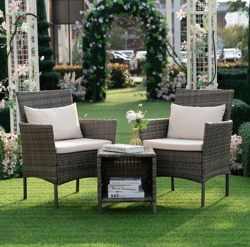 Grearden Bistro Set 3-Piece Wicker Patio Conversation Set