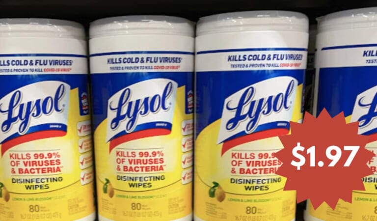 $1.97 Lysol Disinfectant Wipes at Publix