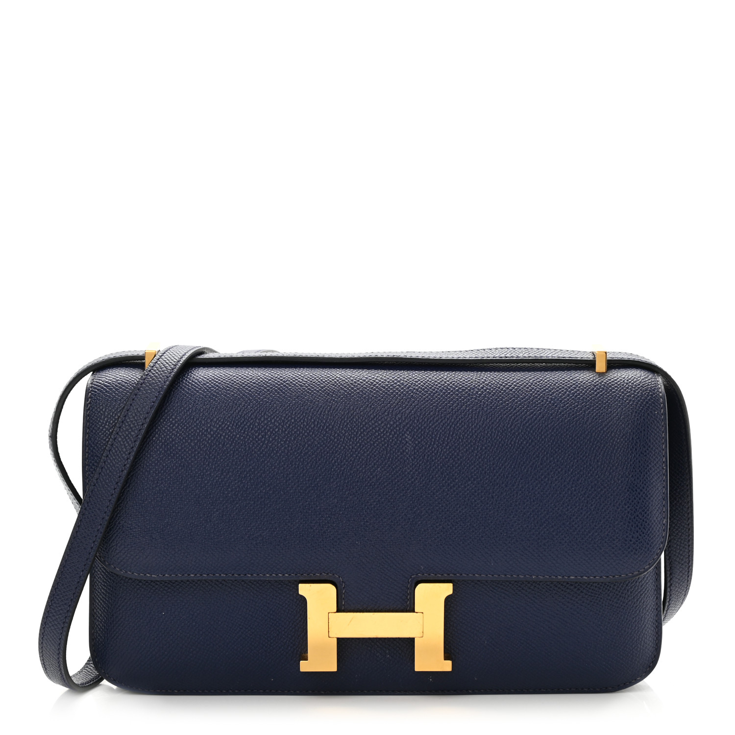 HERMES Epsom Constance Elan 25 in the color Bleu Saphir by FASHIONPHILE