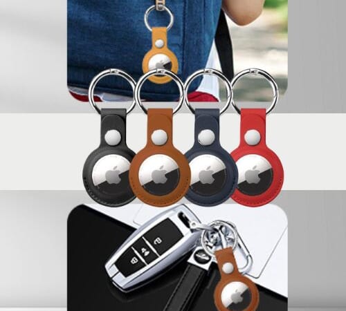 AirTag Keychain for Apple Airtags Holder, 4-Pack $2.99 After Coupon (Reg. $9.98) – 75¢ Each (Brown, Black, Blue, Red)