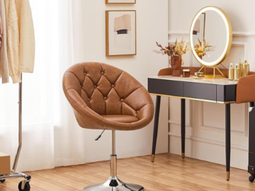 Add a touch of retro glamour to your makeup room or living space with Yaheetech Vanity Makeup Swivel Accent Chair for just $79.99 After Code (Reg. $119.99) + Free Shipping