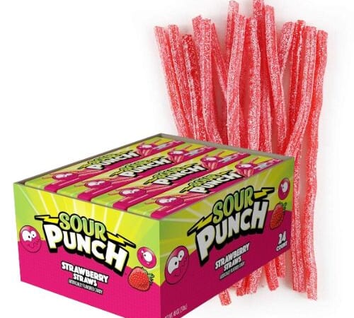 Sour Punch Strawberry Sour Straws, 24-Pack as low as $14.09 After Coupon (Reg. $18) + Free Shipping – 59¢/Pack