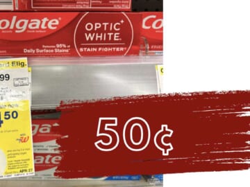50¢ Colgate Optic White Toothpaste at Walgreens