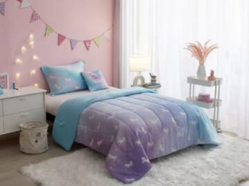 Your Zone Rainbow Unicorn 5 Piece Glow In the Dark Comforter Set
