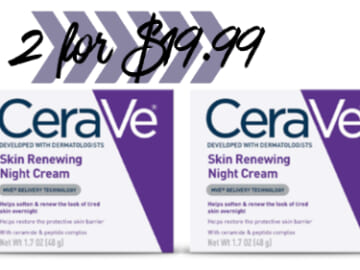Woot!  CeraVe Skin Renewing Night Cream 1.7 oz 2 pk for $19.99