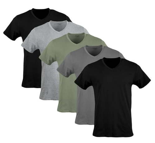 Gildan Men's Short Sleeve V-Neck Cotton T-Shirt 5-Pack for $18 + free shipping w/ $35