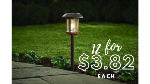 Home Depot | Hampton Bay Solar Outdoor LED Path Lights, 12 for $70.56