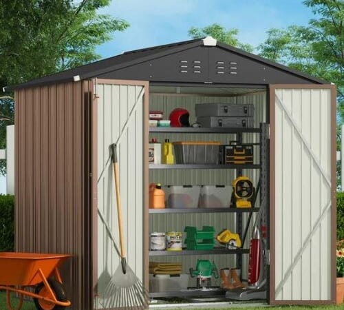 Lofka 8×6-in Outdoor Storage Shed with Double Lockable Doors $269.99 Shipped Free (Reg. $1100) – with Transparent Panel Windows