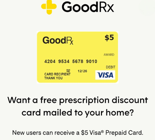 FREE $5 Visa Prepaid Card for new users of GoodRX!