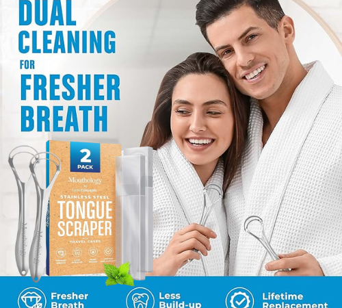 Tongue Scraper, 2-Pack with Case $4.93 After Coupon (Reg. $9.87) – $2.47 Each – 100K+ FAB Ratings!